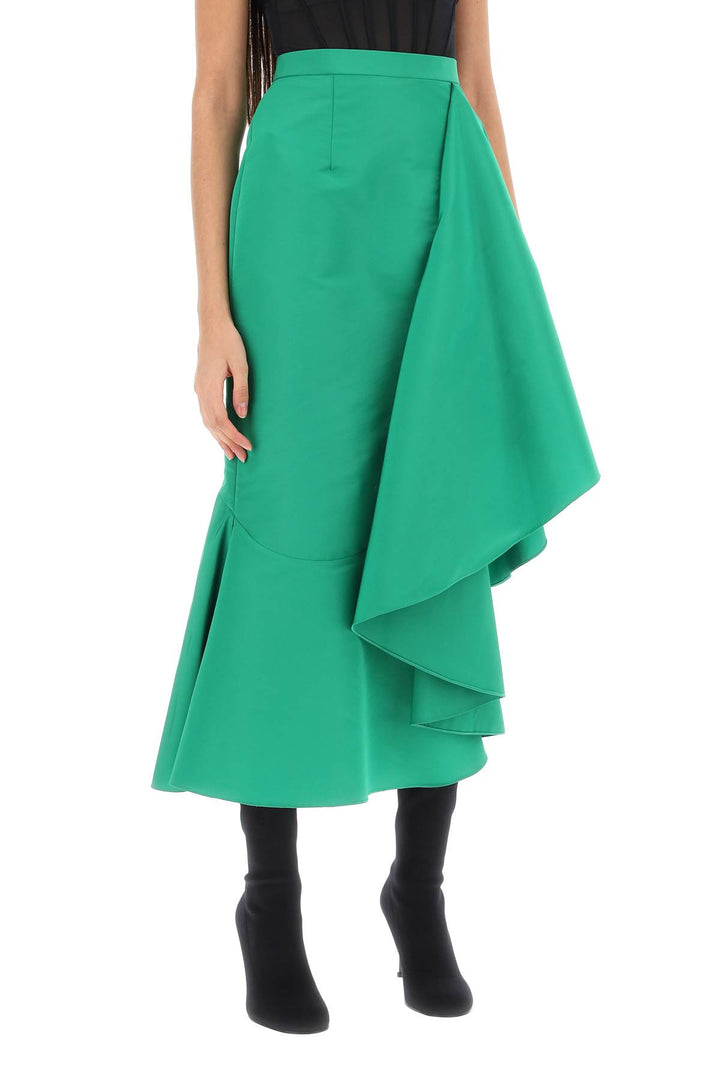Alexander Mcqueen Asymmetric Skirt With Maxi Flounce   Verde