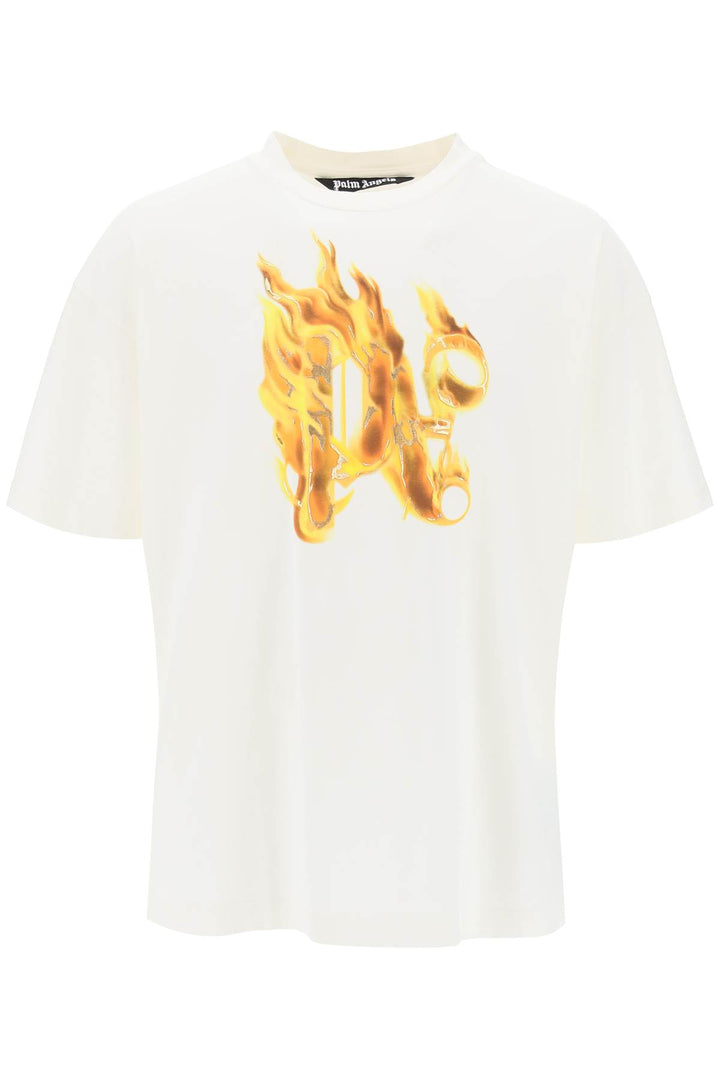 Palm Angels Burning Monogram T Shirt White