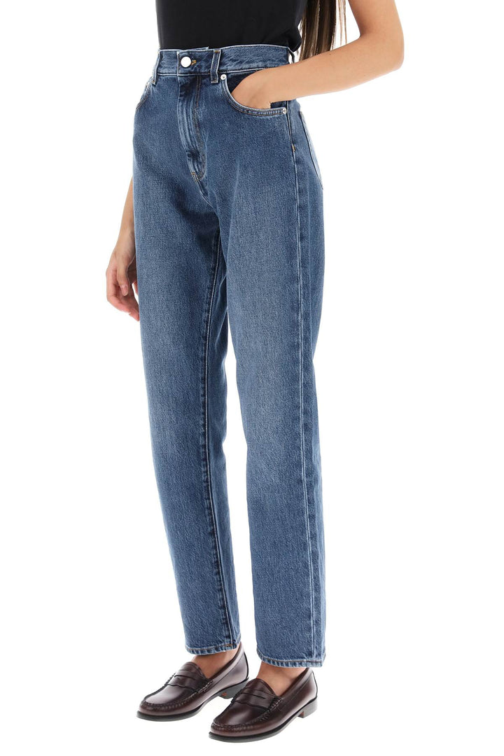 Loulou Studio Cropped Straight Cut Jeans   Blue