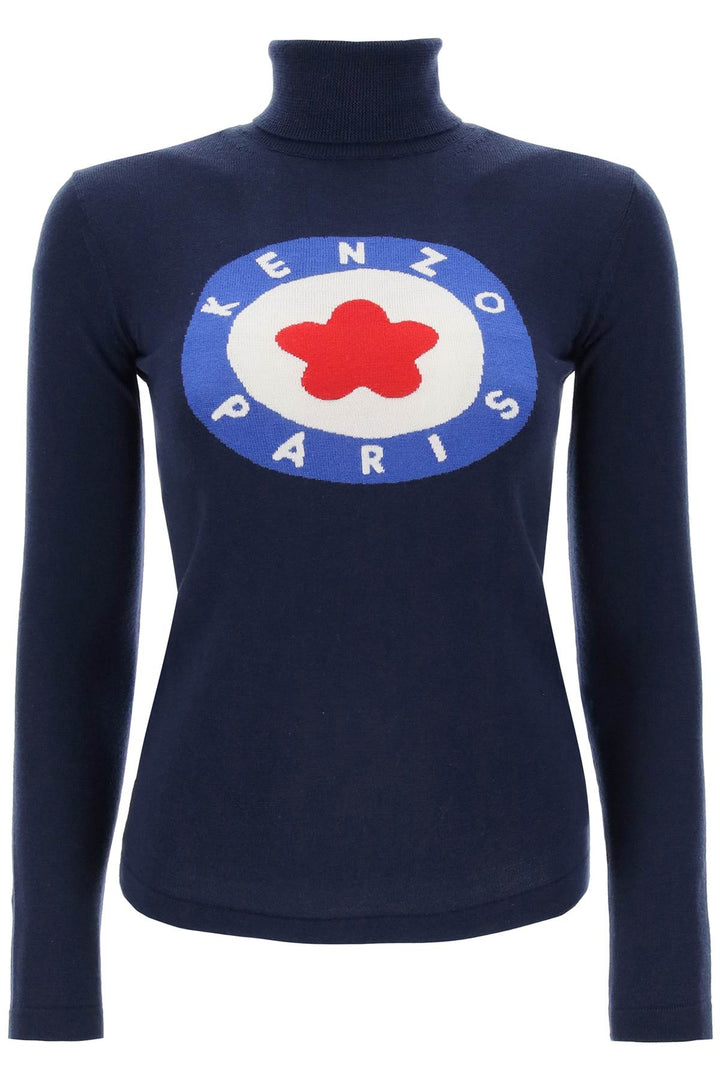 Kenzo Target Wool Turtleneck Sweater   Blu