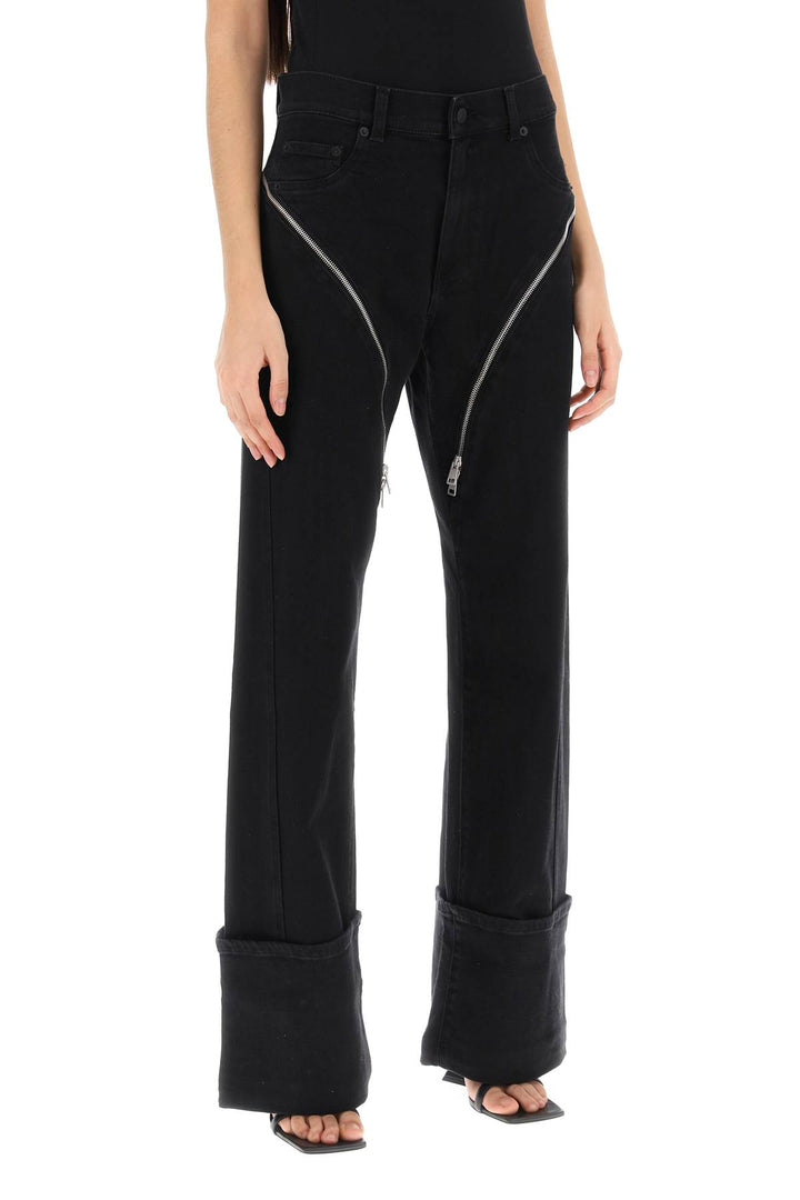 Mugler Straight Jeans With Zippers   Nero
