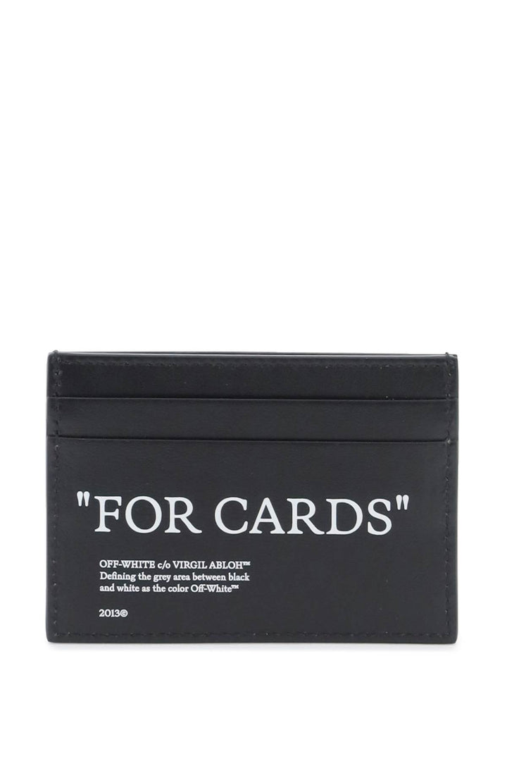 Off White Bookish Card Holder With Lettering   Nero