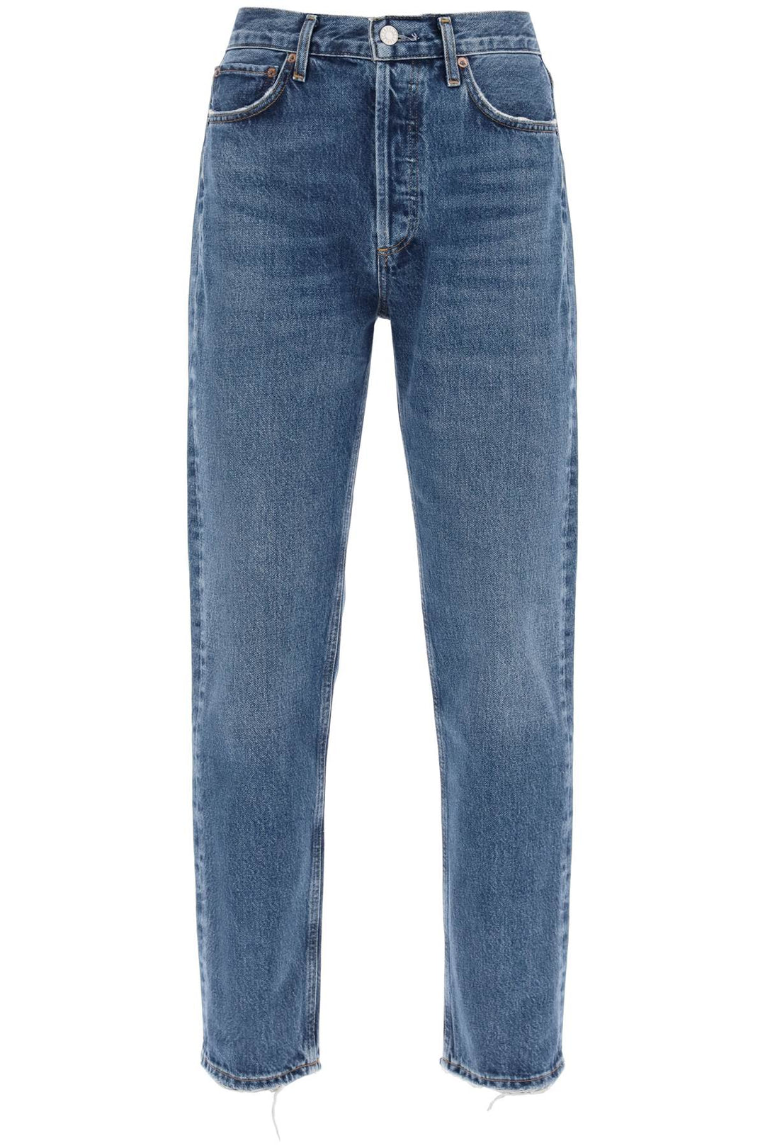 Agolde Straight Leg Jeans From The 90's With High Waist   Blu