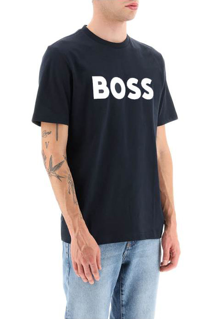 Boss Tiburt 354 Logo Print T Shirt   Blue