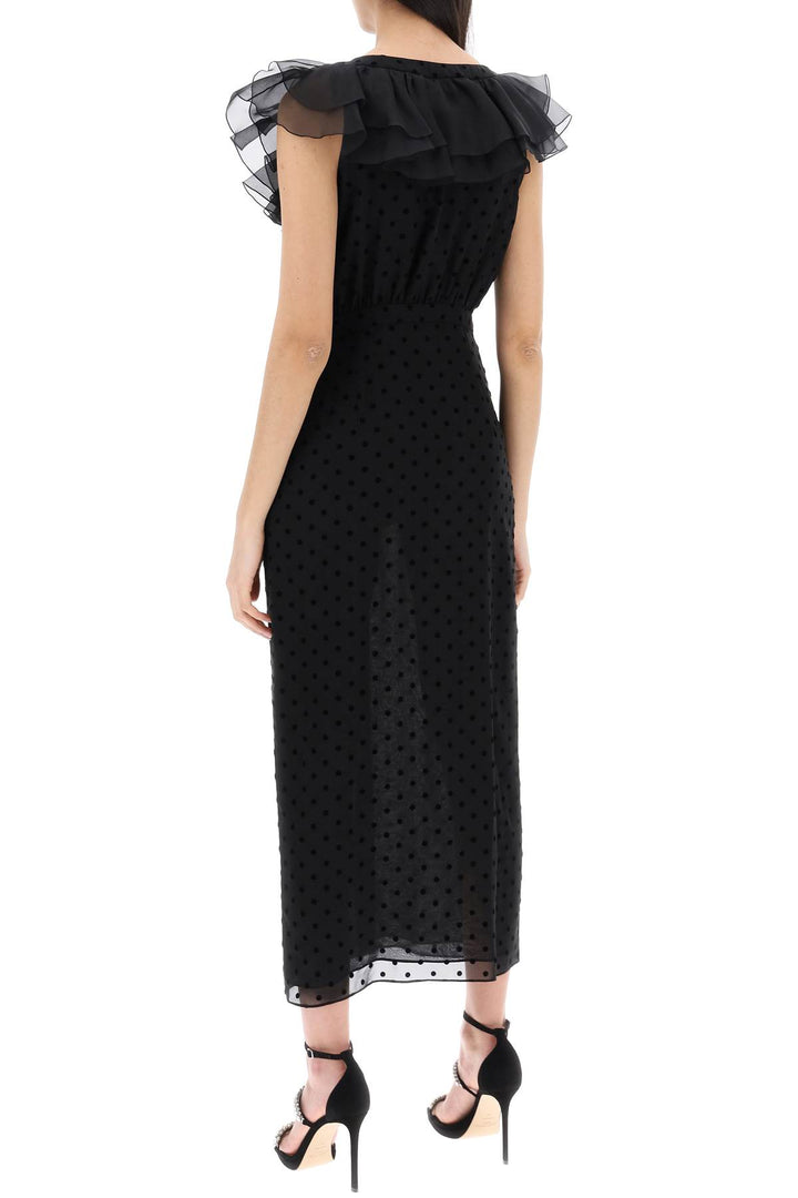 Alessandra Rich Replace With Double Quotepolka Dot Midi Dress In Ge   Nero