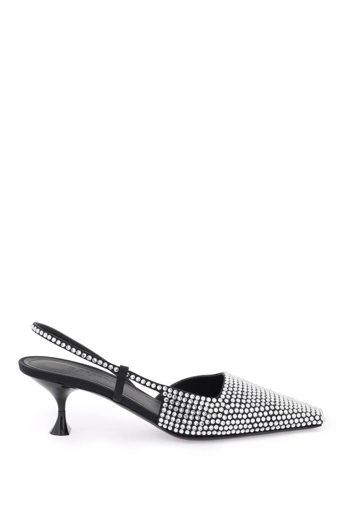 3 Juin Slingback Pumps With Crystals   Nero