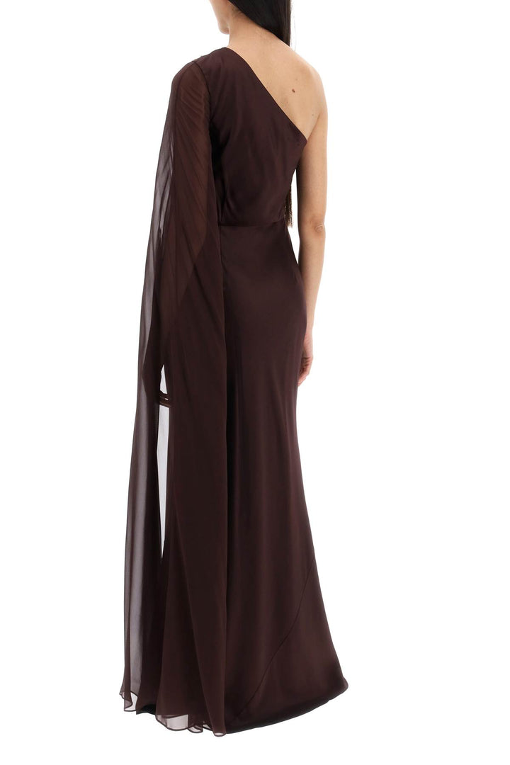 Roland Mouret Asymmetric Silk Satin Dress   Brown