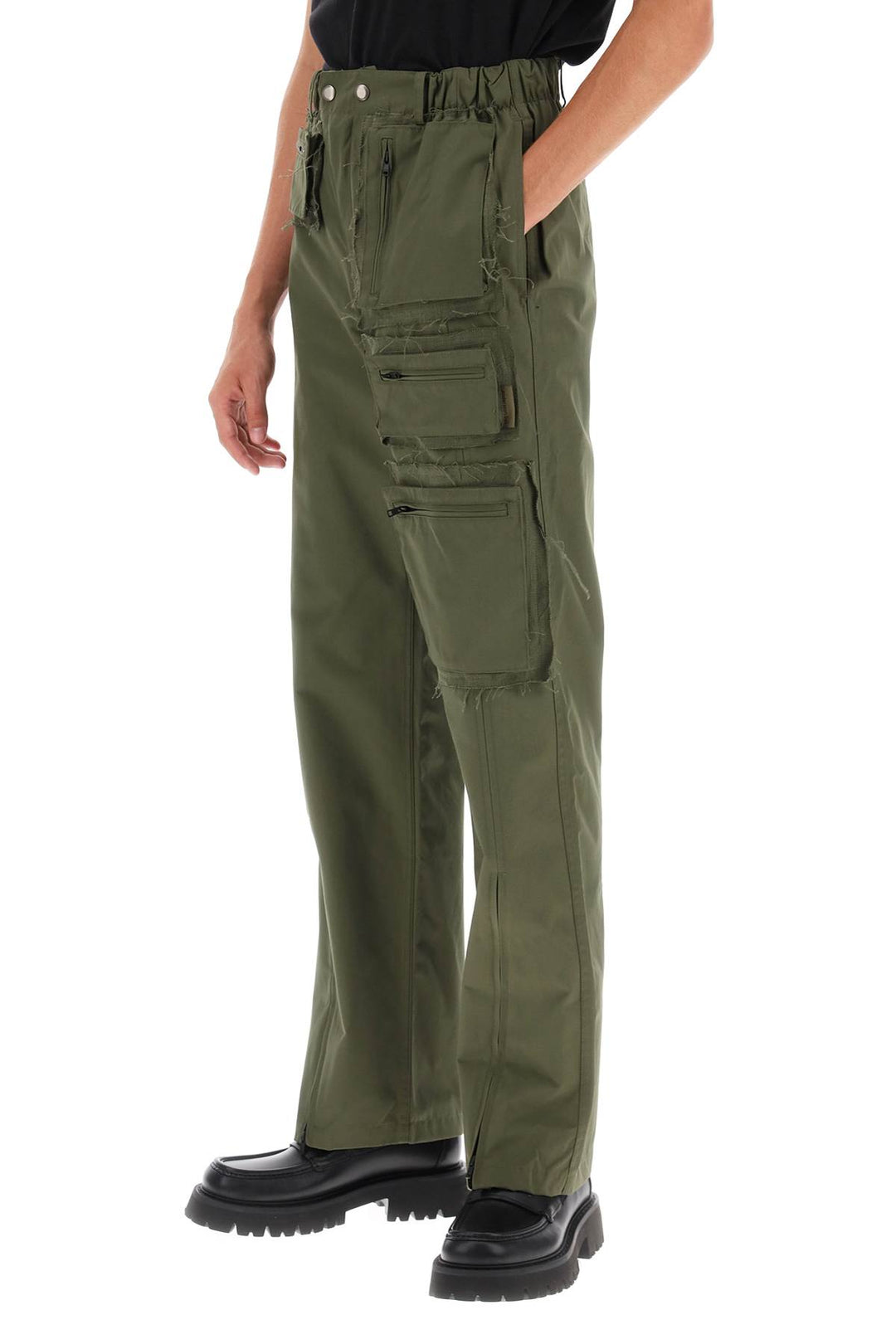 Andersson Bell Cargo Pants With Raw Cut Details   Verde