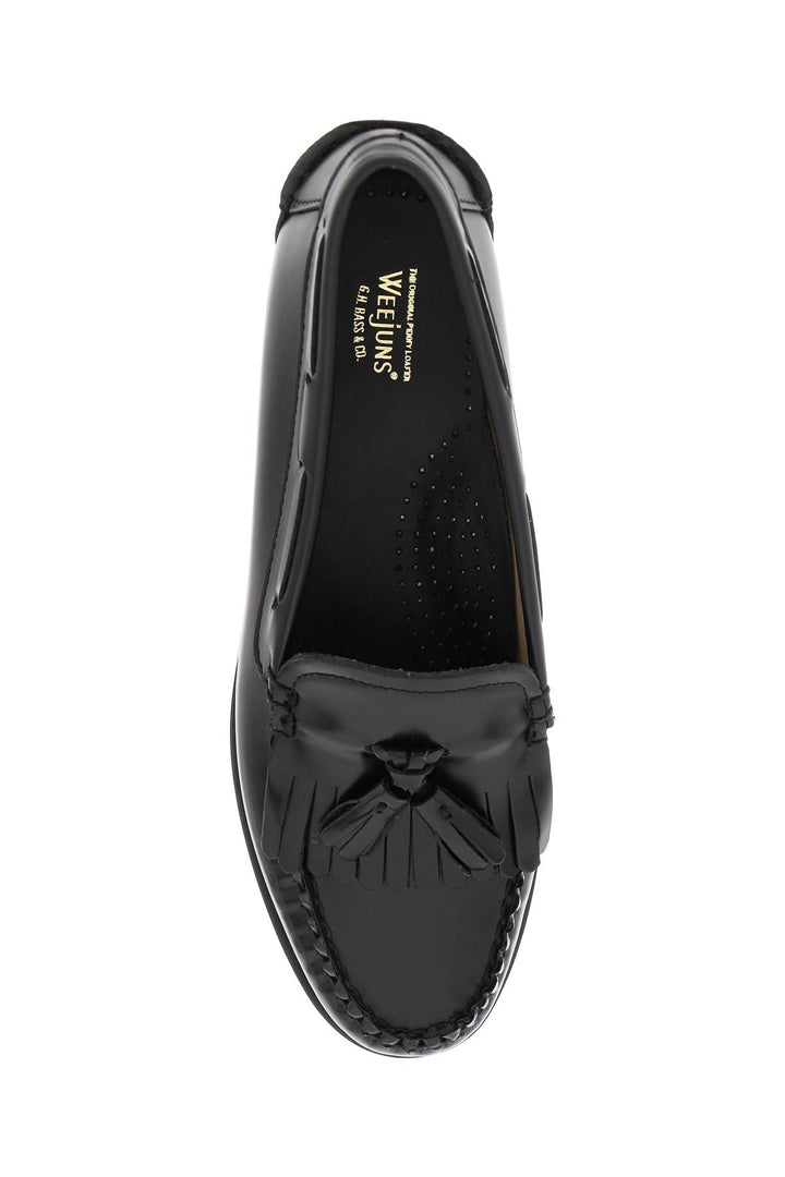 G.H. Bass Esther Kiltie Weejuns Loafers In Brushed Leather   Black