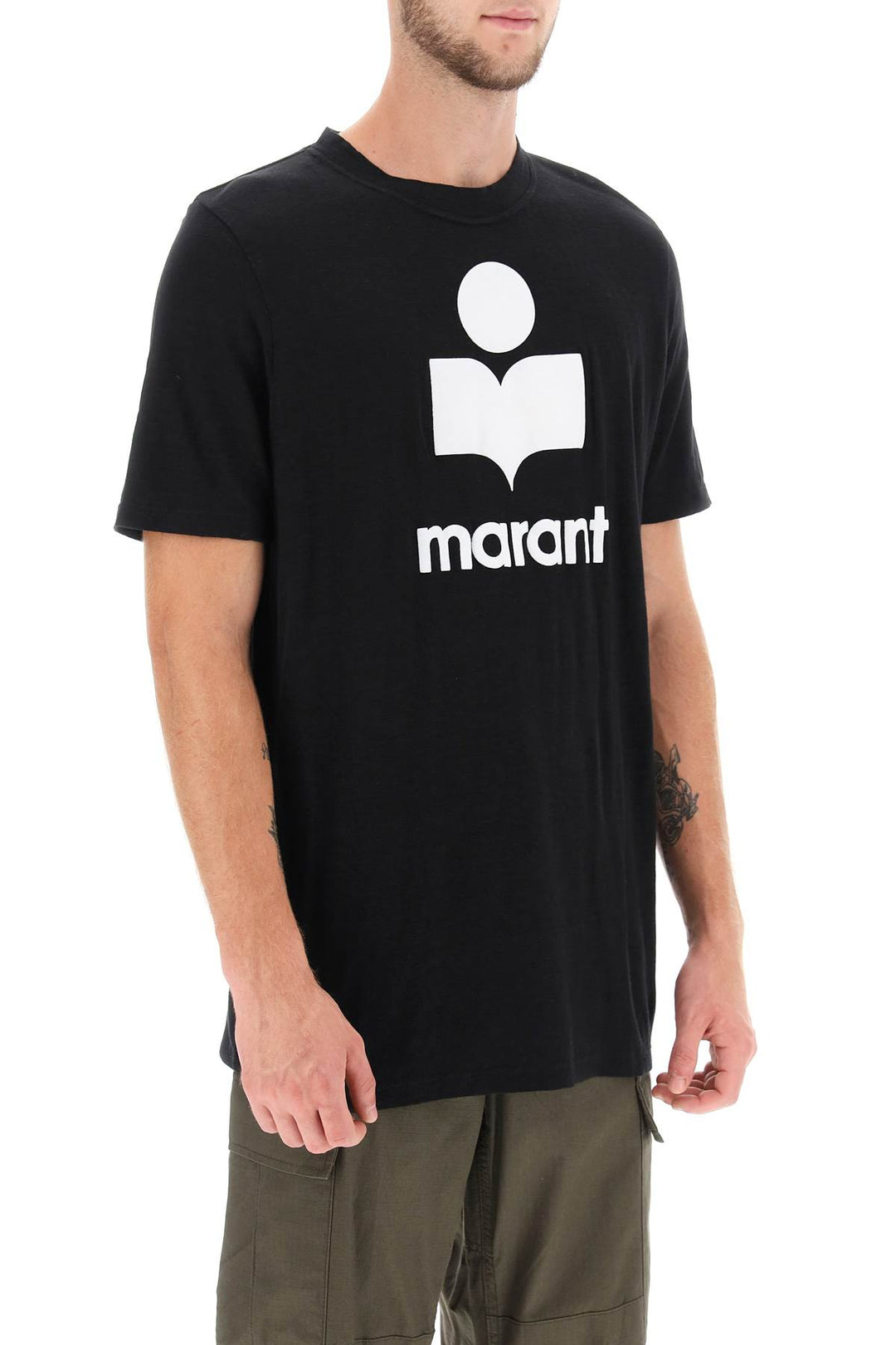 Marant Karman Linen Logo T Shirt   Black
