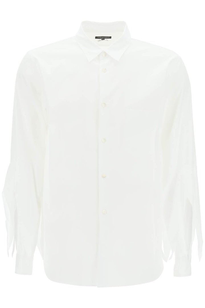 Comme Des Garcons Homme Plus Spiked Frayed Sleeved Shirt   Bianco