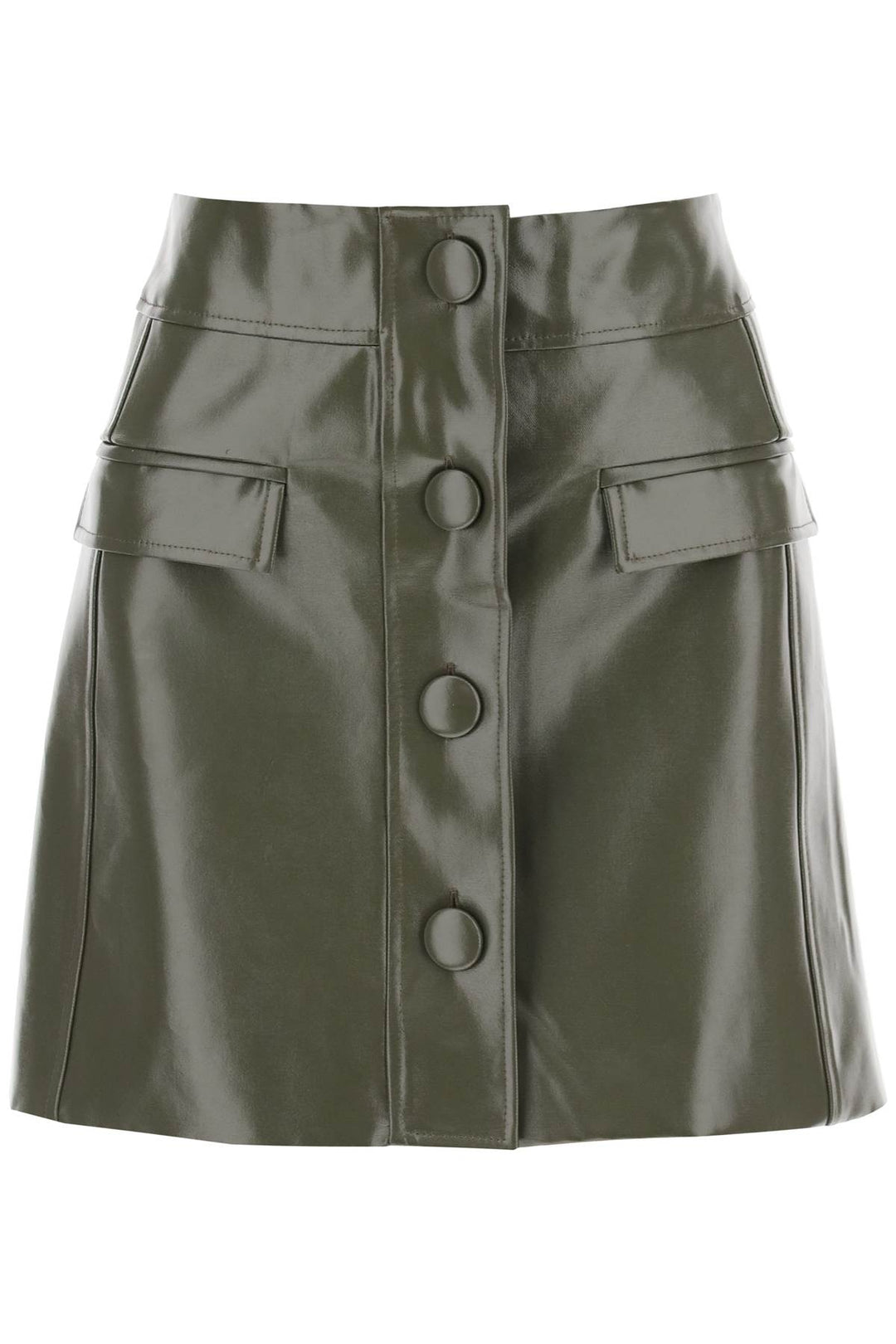 Mvp Wardrobe Montenapoleone Mini Skirt In Coated Cotton   Verde