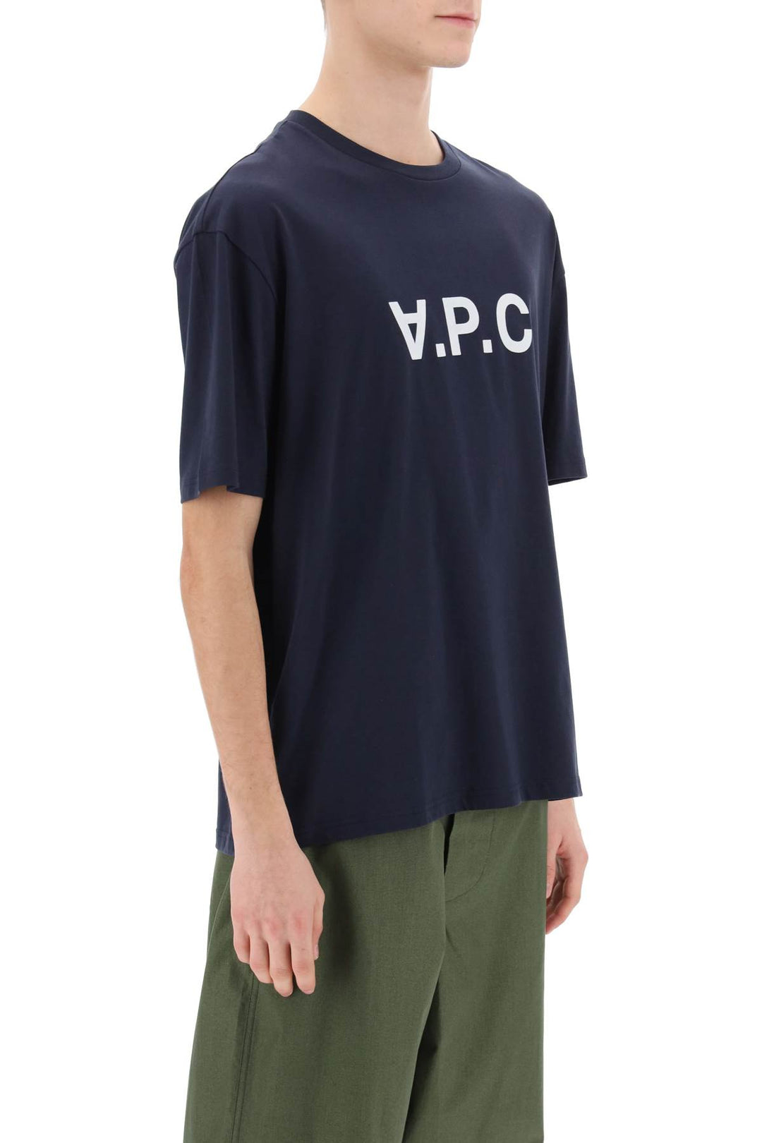 A.P.C. River T Shirt With Flocked Logo   Blu