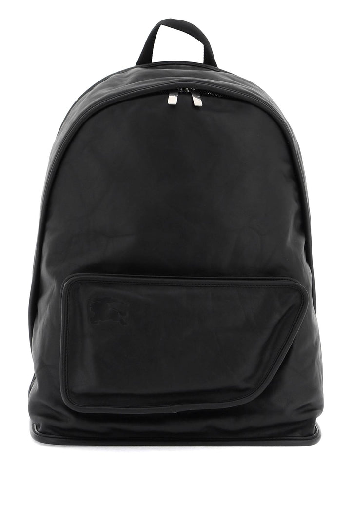 Burberry Crinkled Leather Shield Backpack   Nero