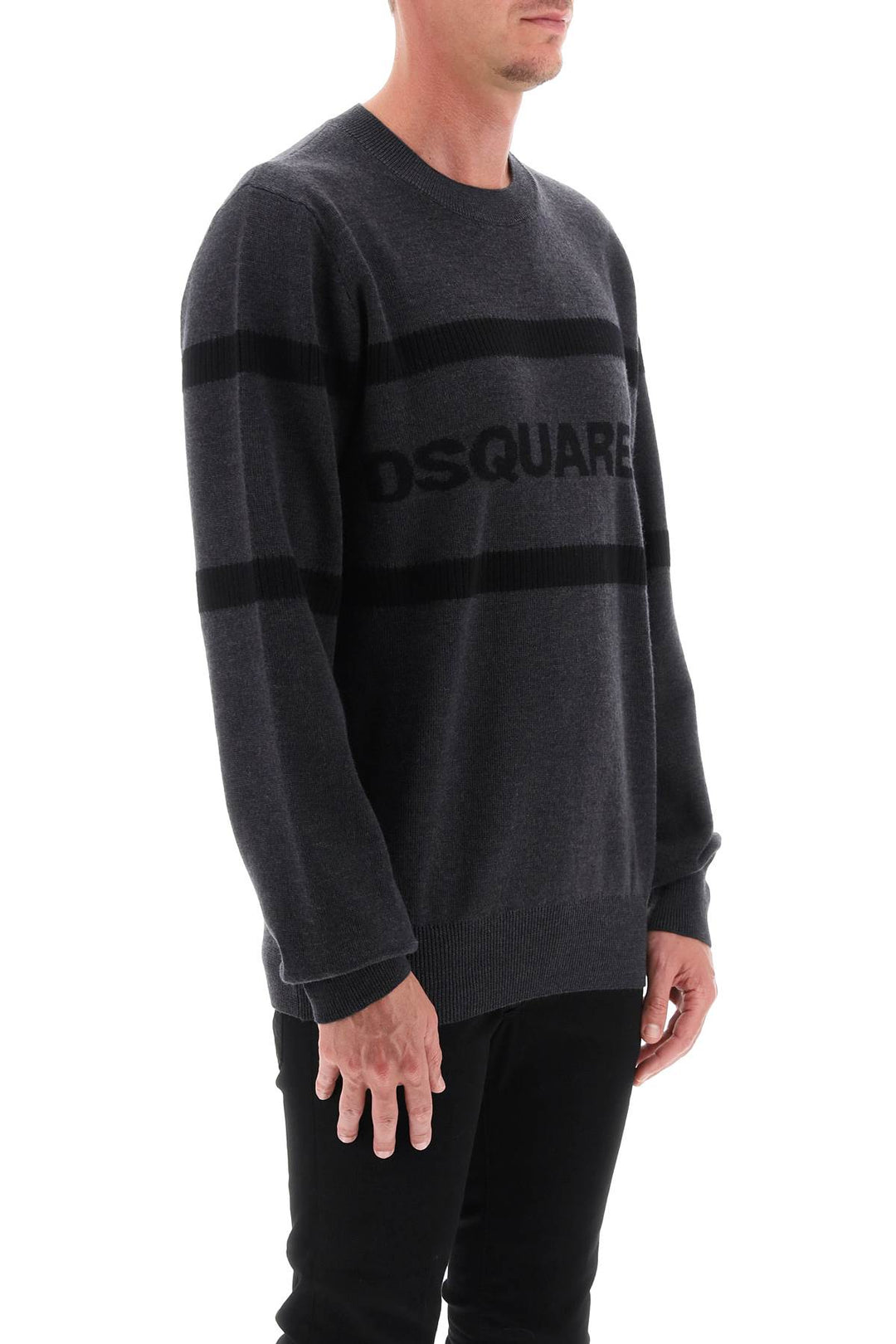 Dsquared2 Jacquard Logo Lettering Sweater   Grigio