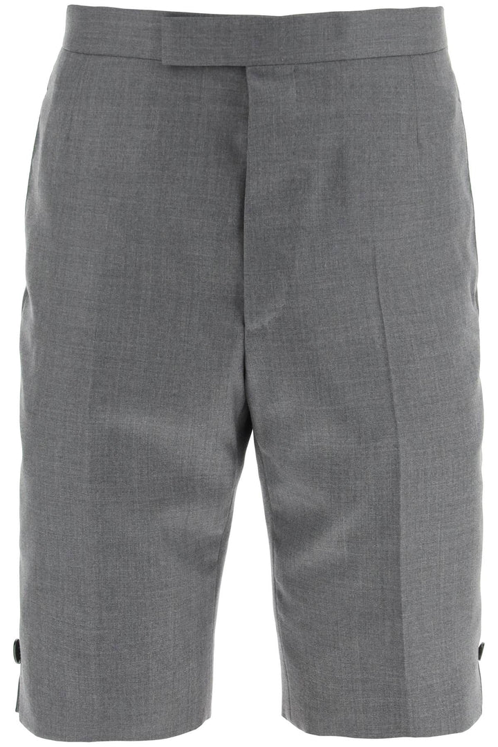 Thom Browne Super 120's Wool Shorts With Back Strap   Grigio