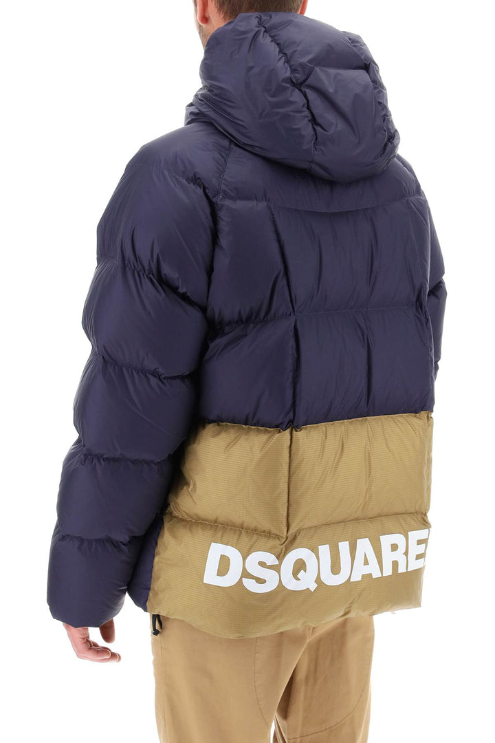 Dsquared2 Logo Print Hooded Down Jacket   Blu
