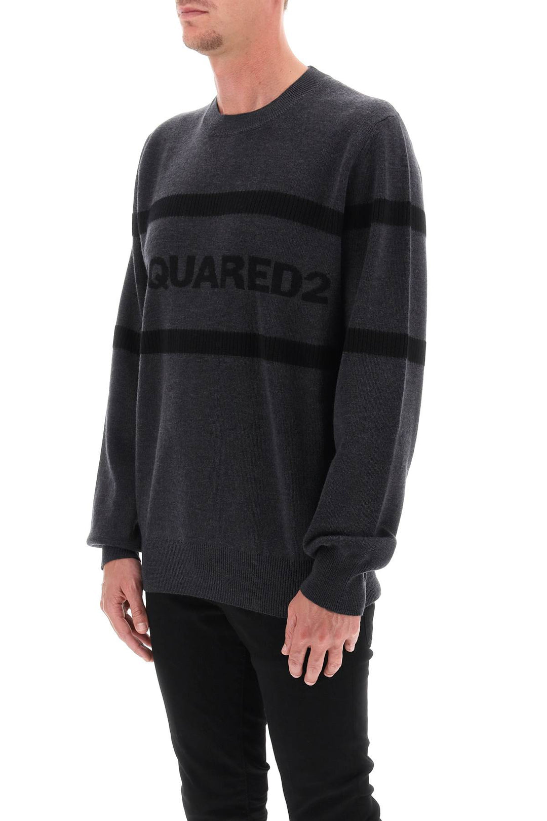 Dsquared2 Jacquard Logo Lettering Sweater   Grigio