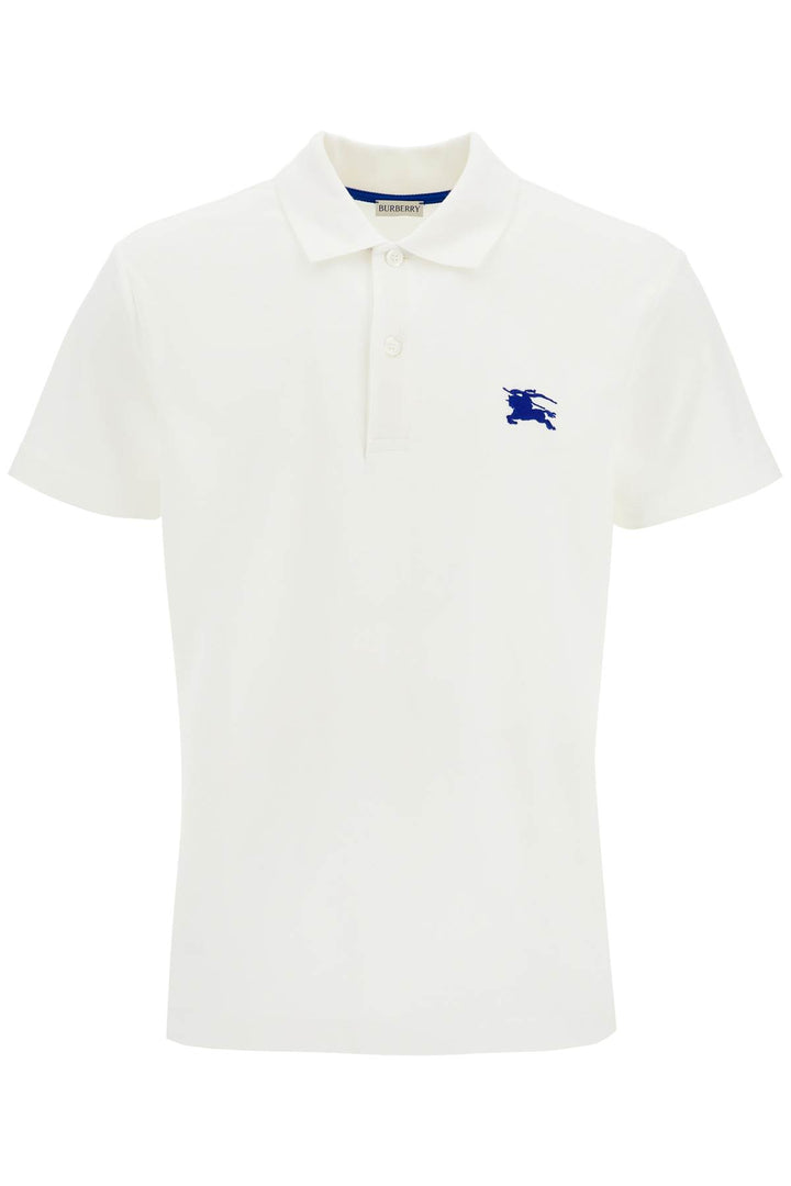 Burberry Pique Polo Shirt With Embroidered Ekd   White
