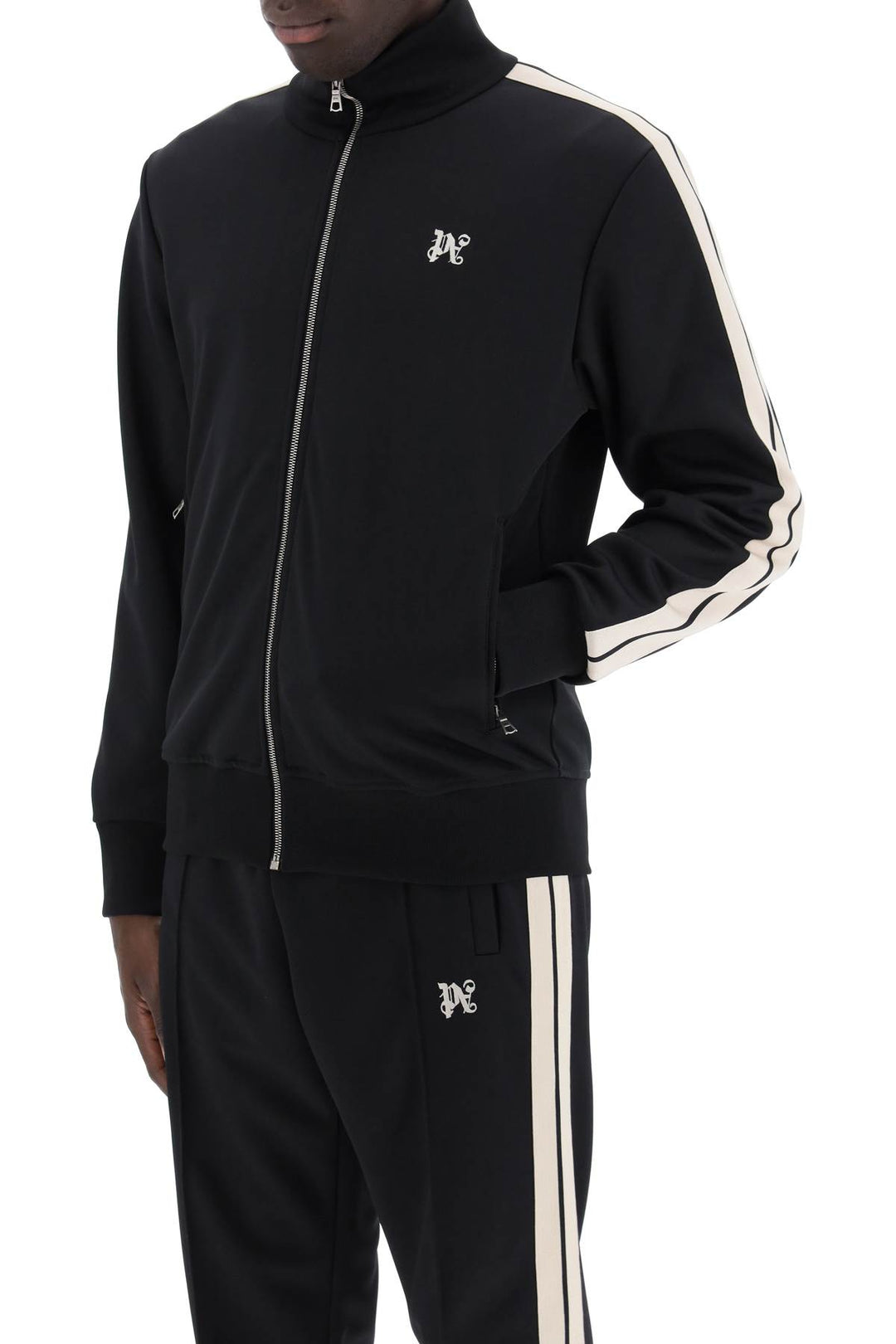 Palm Angels Track Sweatshirt With Contrasting Bands   Black