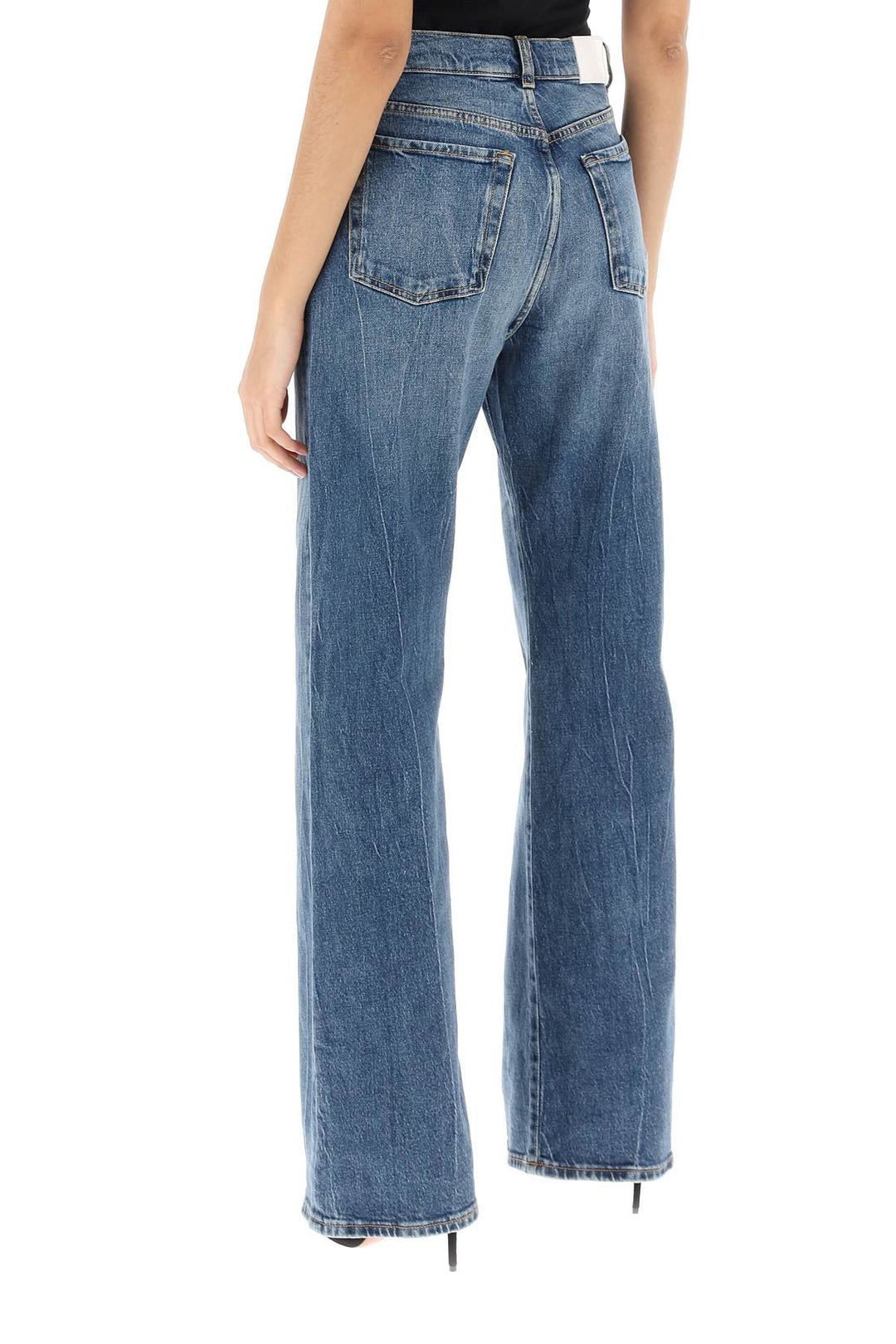 Pinko Wanda Loose Jeans With Wide Leg   Blu