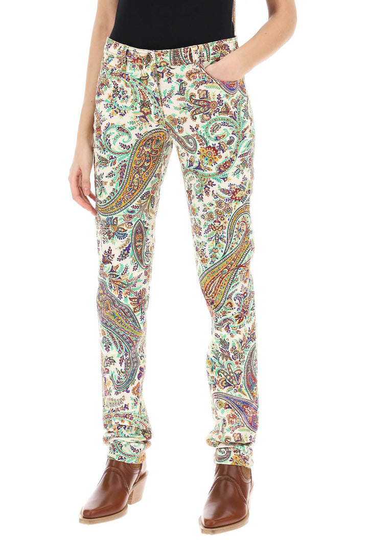 Etro Paisley Patterned Jeans   Bianco