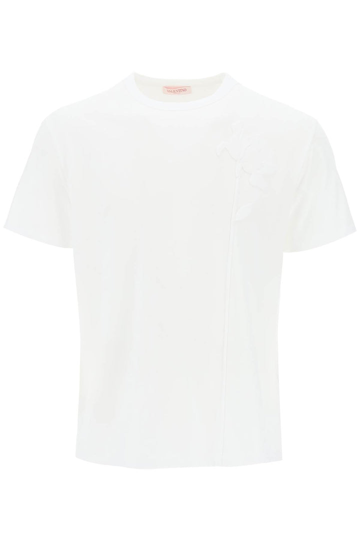 Valentino Garavani Replace With Double Quoteflower Embroidered T Shirt   White