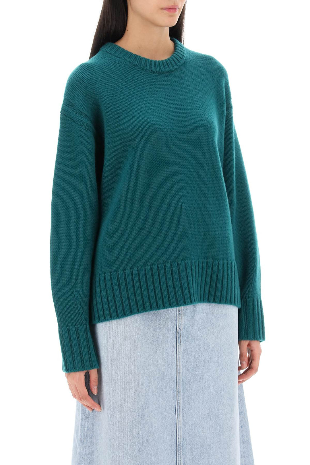 Guest In Residence Crew Neck Sweater In Cashmere   Verde