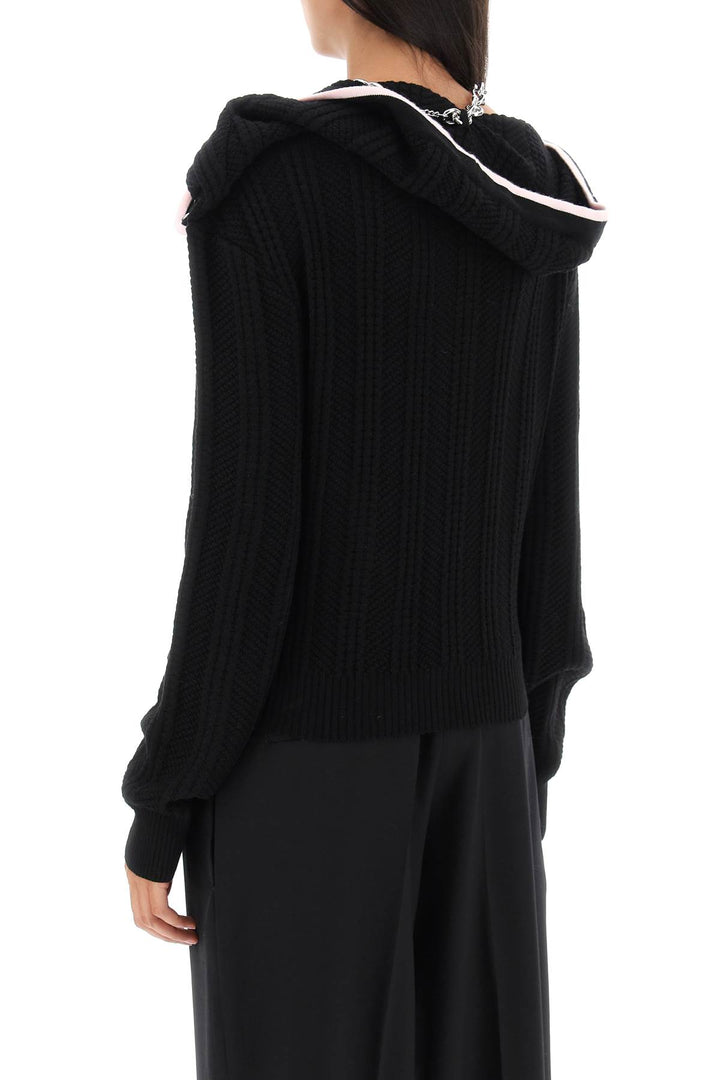 Y Project Merino Wool Cardigan With Necklace   Nero