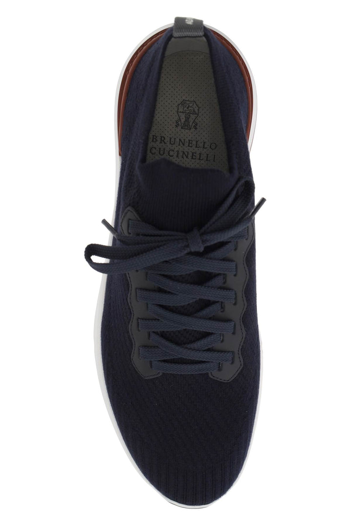 Brunello Cucinelli Cotton Knit Sneakers For Casual And   Blue