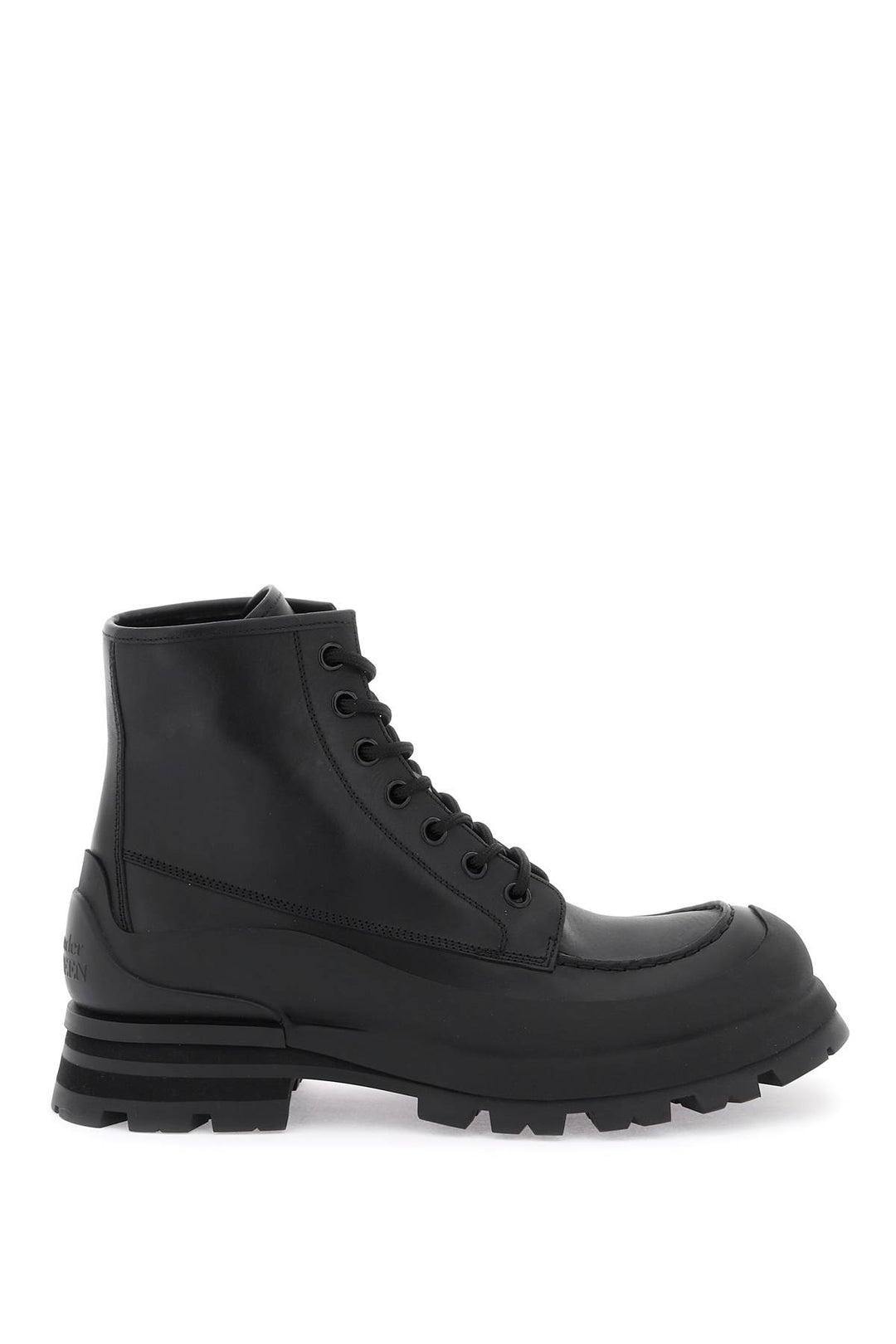 Alexander Mcqueen Leather Ankle Boots   Nero