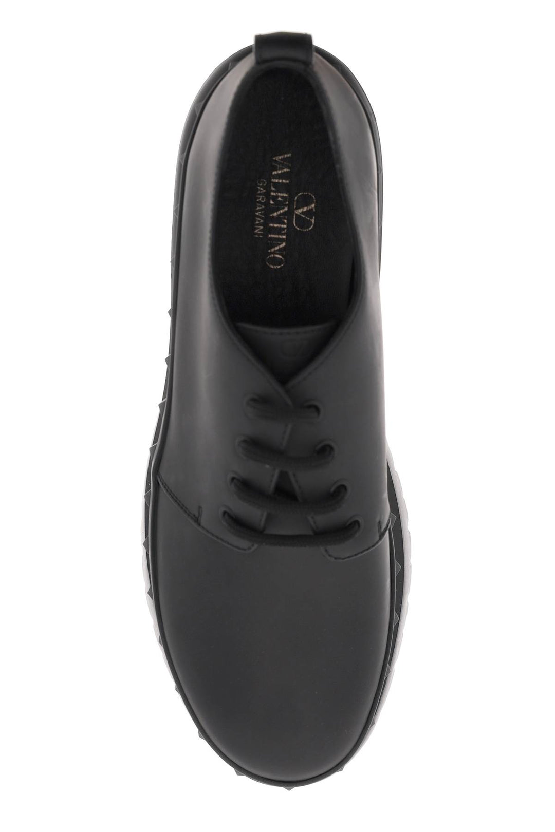 Valentino Garavani Rockstud M Way Leather Derby Shoes   Black
