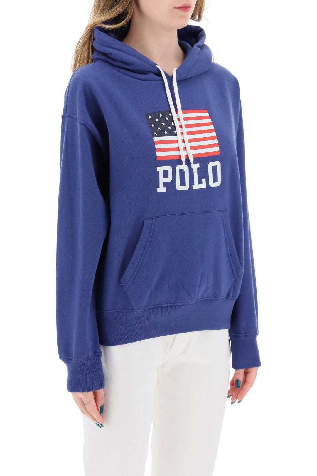Polo Ralph Lauren Hooded Sweatshirt With Flag Print   Blue