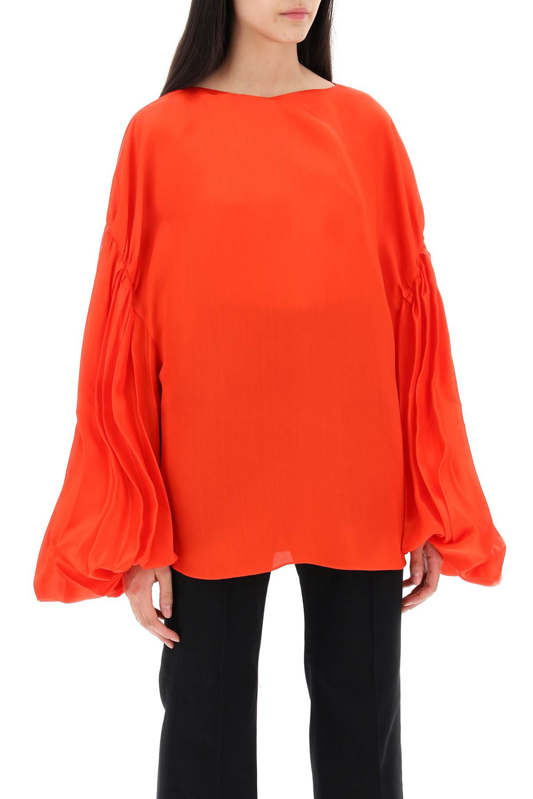Khaite Replace With Double Quotequico Blouse With Puffed Sleeves   Rosso