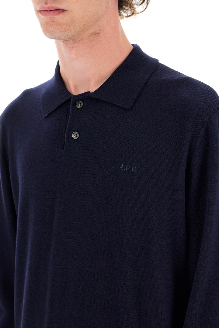 A.P.C. Jacob Wool Pullover Polo Sweater   Blue