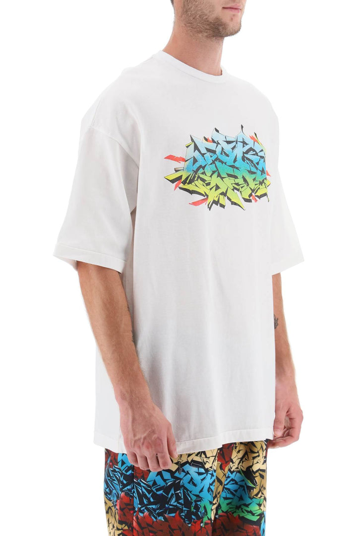 Children Of The Discordance Graffiti Print T Shirt   Bianco