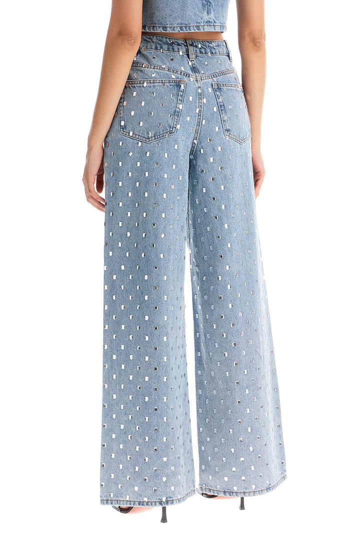 Self Portrait Wide Jeans With Rhinest   Blue