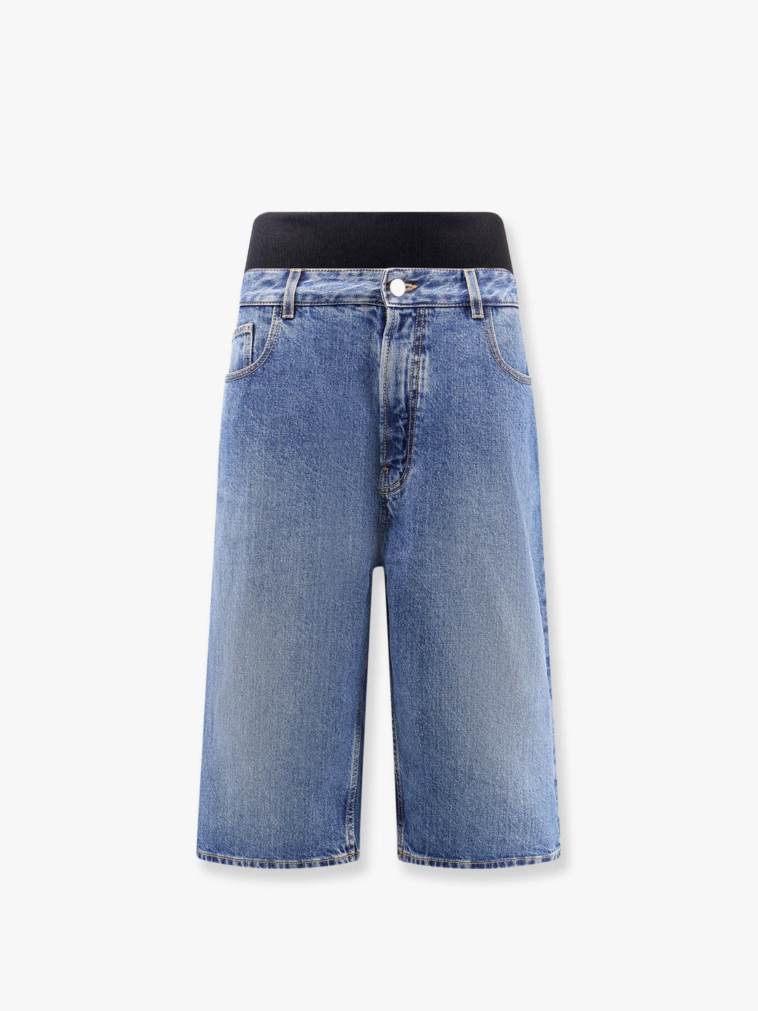 Denim bermuda shorts with ribbed band