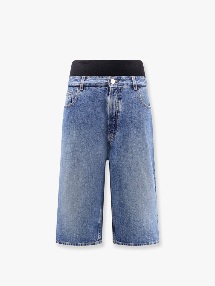 Denim bermuda shorts with ribbed band