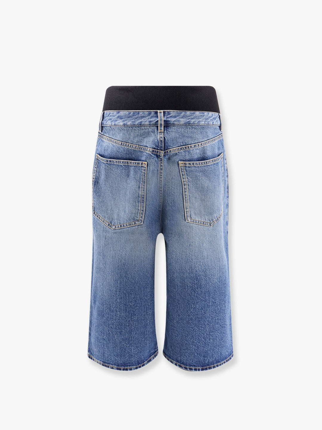 Denim bermuda shorts with ribbed band