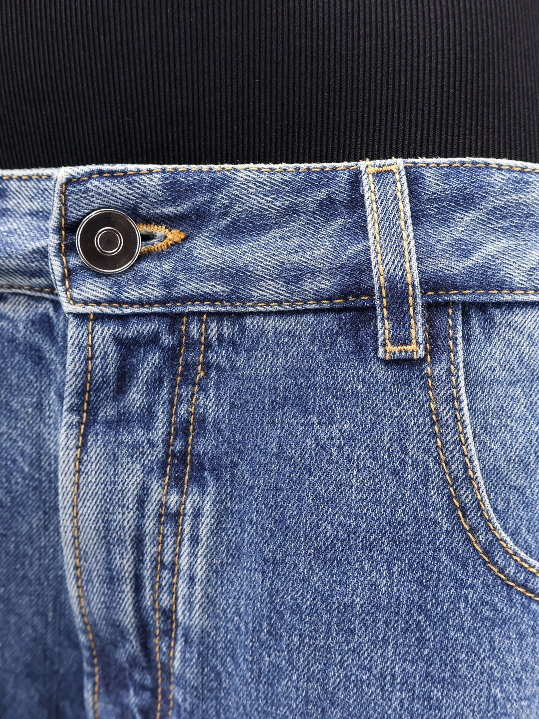 Denim bermuda shorts with ribbed band