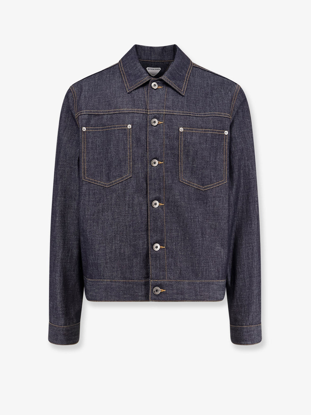 Denim jacket with iconic Intrecciato patch