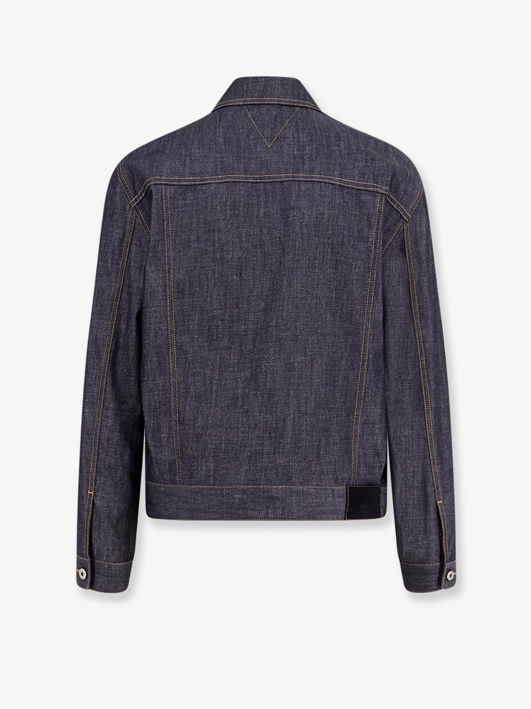 Denim jacket with iconic Intrecciato patch