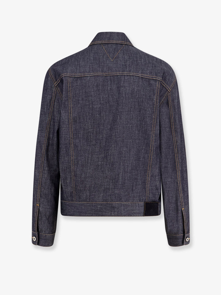 Denim jacket with iconic Intrecciato patch