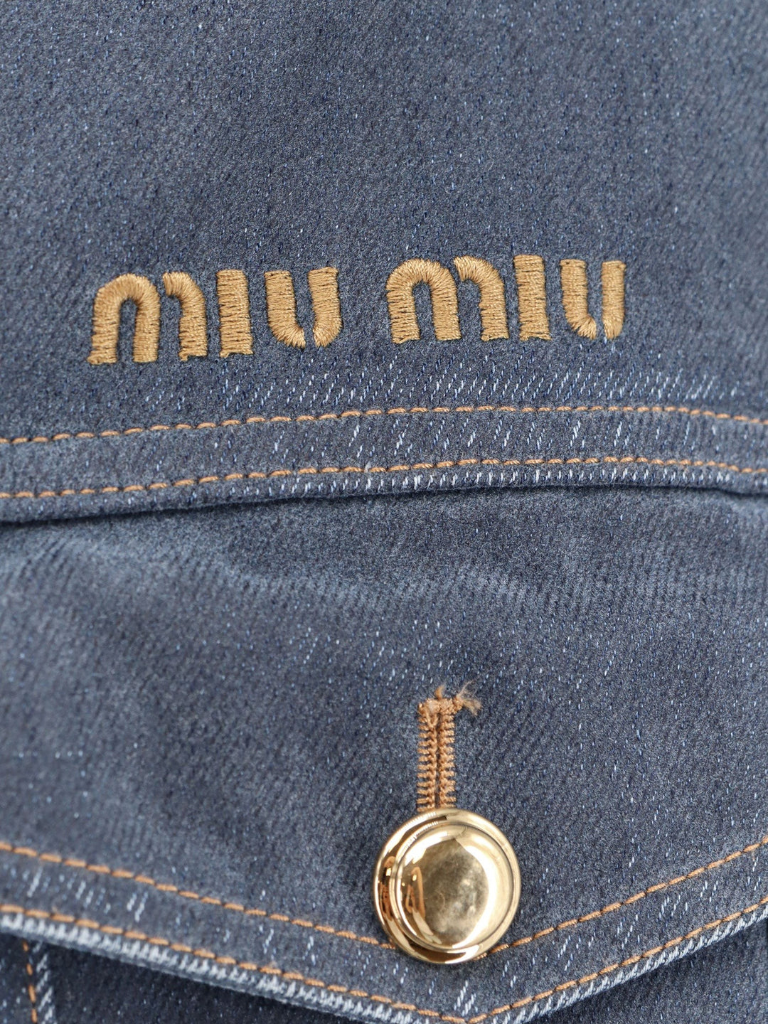 Denim padded jacket with corduroy collar