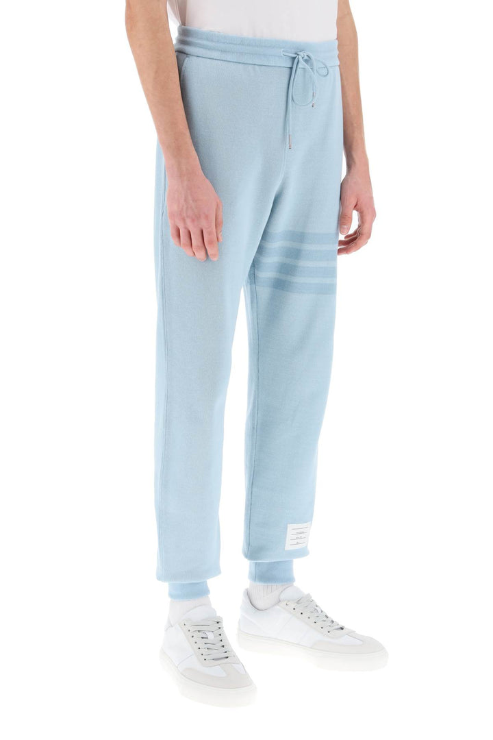 Thom Browne 4 Bar Joggers In Cotton Knit   Light Blue