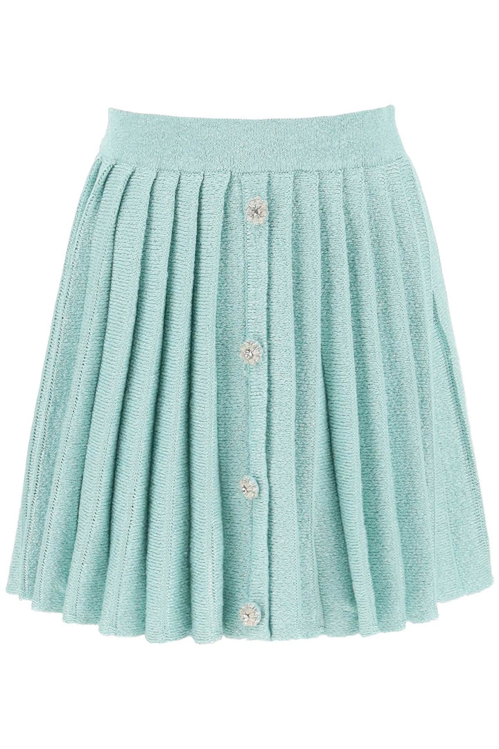 Self Portrait Mini Skirt In Sequin Knit With Diamanté Buttons   Celeste