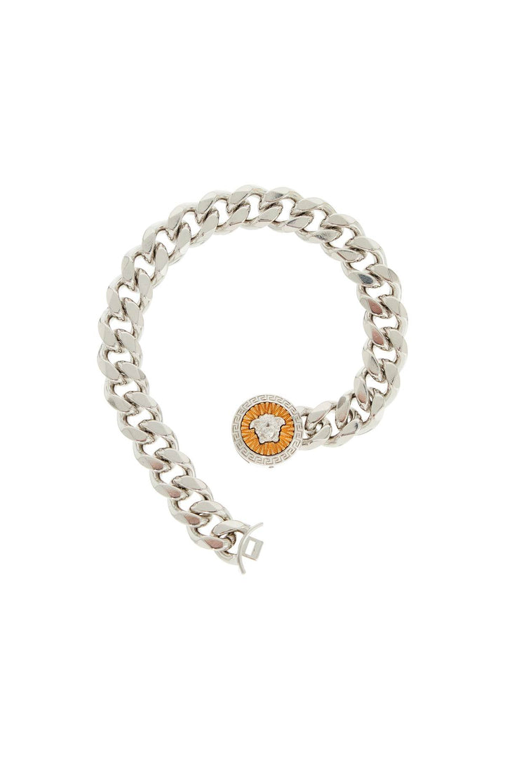 Versace Chain Bracelet With Medusa Charm   Silver