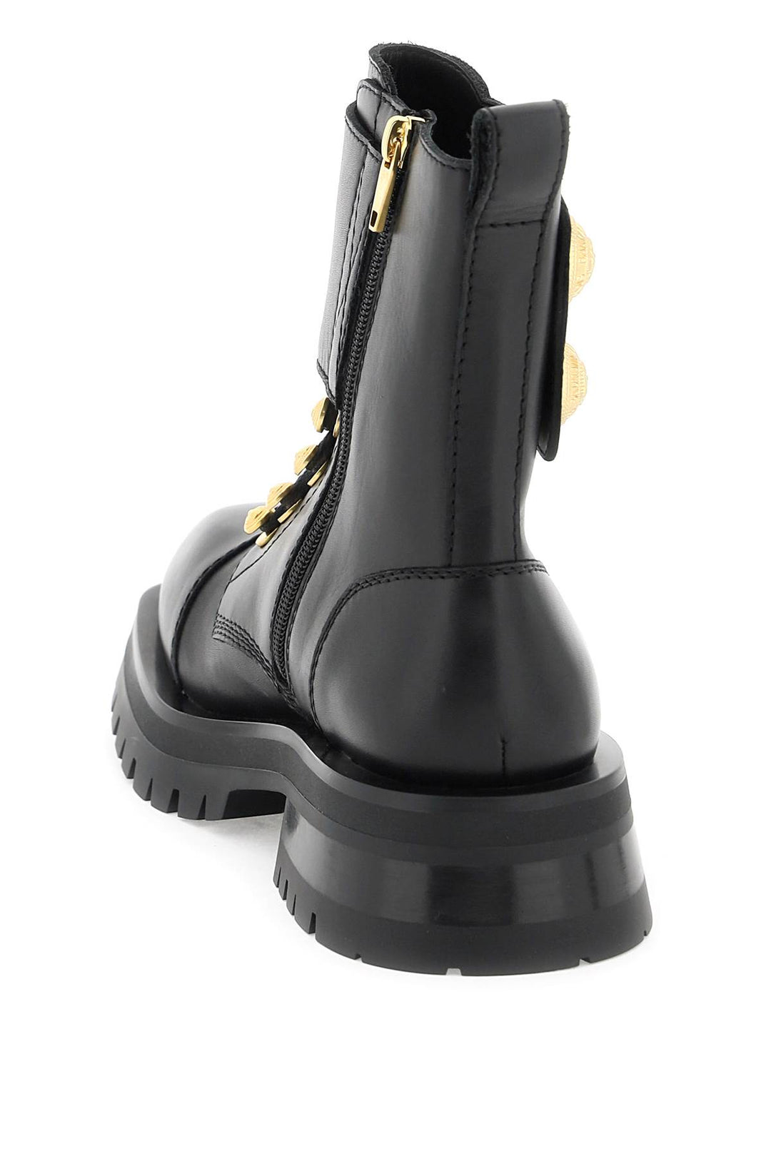 Balmain Leather Ranger Boots With Maxi Buttons   Black