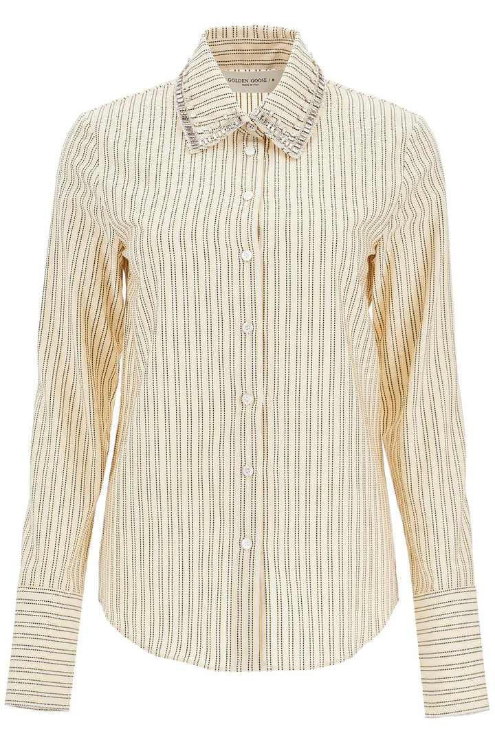 Golden Goose Long Sleeved Shirt With Crystals   Neutral